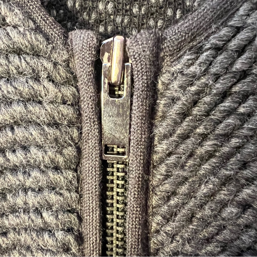 HALLHUBER Sweater Jacket Grey Wool Blend Zip Up 3/4 Sleeve Size US 4 w/ Pockets - Picture 9 of 11